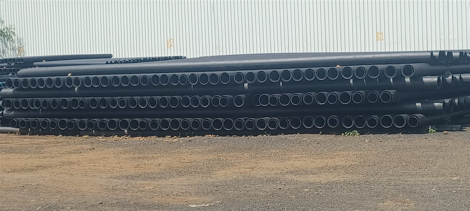 HDPE pipes stacked at the Aquatic Pipes yard